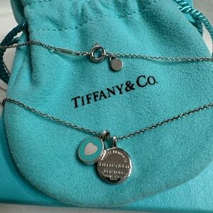 Tiffany and Co Double Circle blue enamel pendant